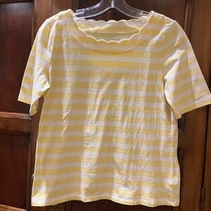 Talbots Yellow Striped Short Sleeve Tee